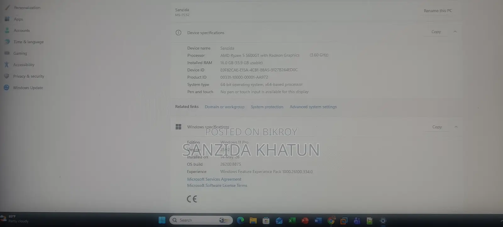 Desktop Computer MSI 16GB AMD Ryzen 5 SSD 256GB