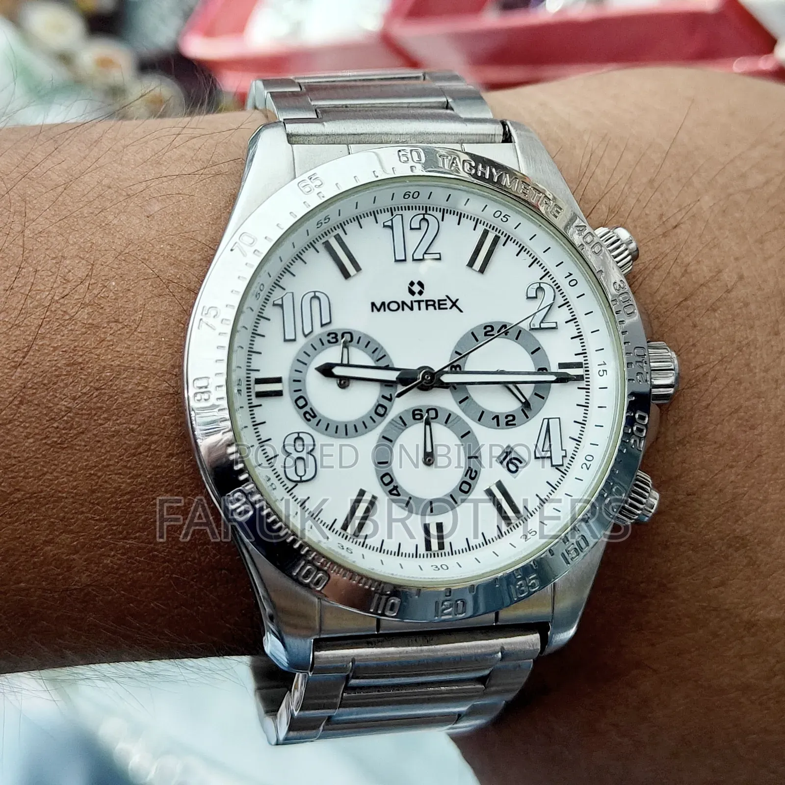 Montrex Avanti Men's Chronograph Watch - Stainless Steel, White Dial
