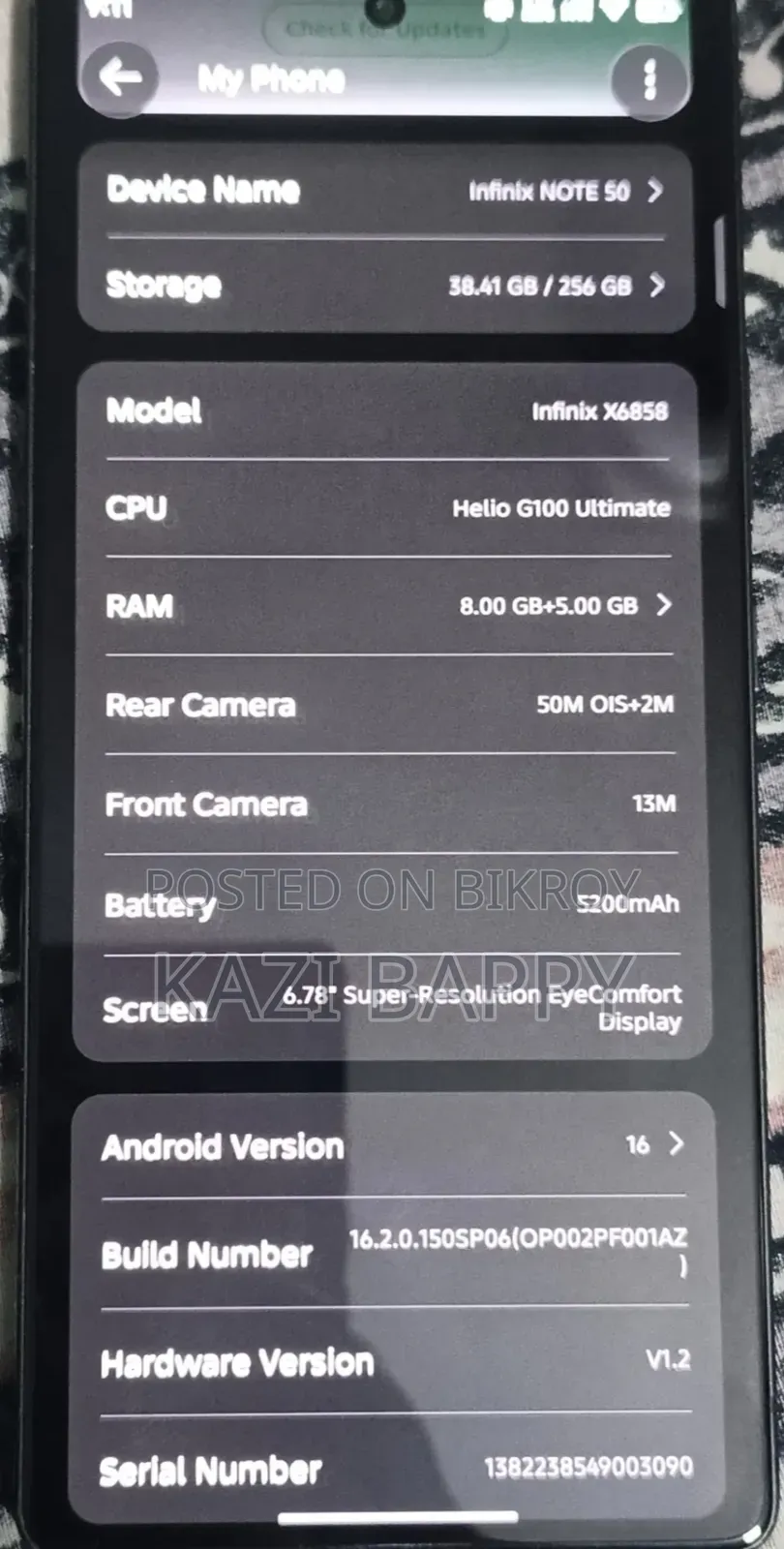 Infinix Note 50 4G 256 GB Gray