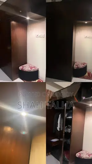 Premium Custom-Made Wooden Wardrobe With Overhead Cabinet LED Light