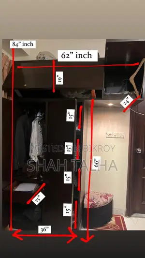 Premium Custom-Made Wooden Wardrobe With Overhead Cabinet LED Light