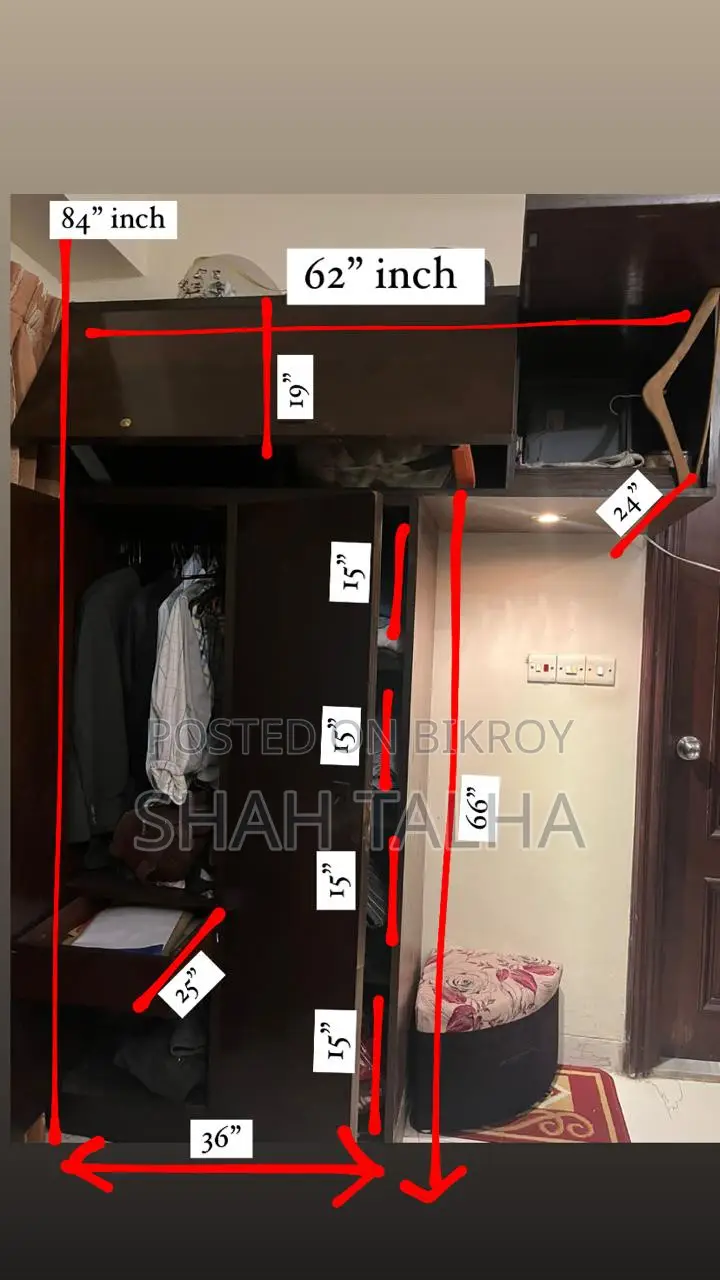 Premium Custom-Made Wooden Wardrobe With Overhead Cabinet LED Light