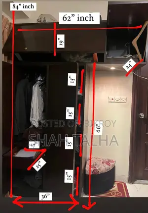Premium Custom-Made Wooden Wardrobe With Overhead Cabinet LED Light