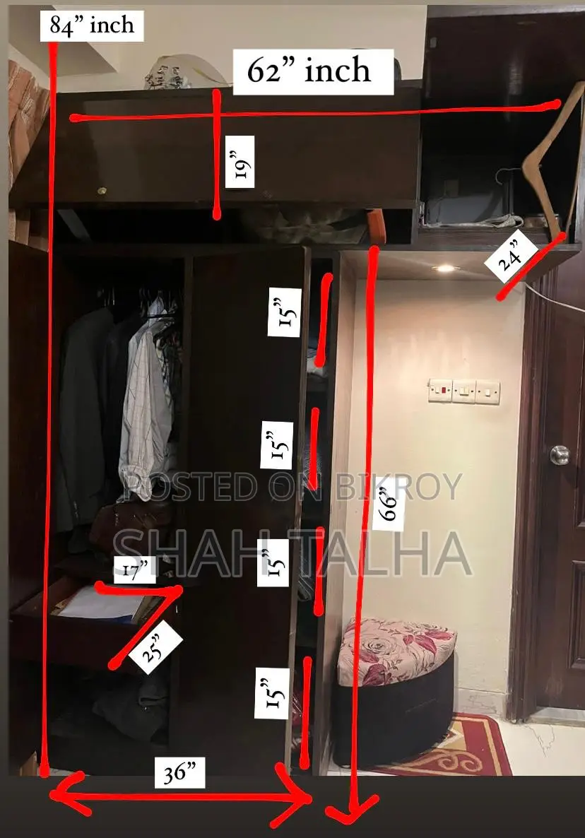 Premium Custom-Made Wooden Wardrobe With Overhead Cabinet LED Light