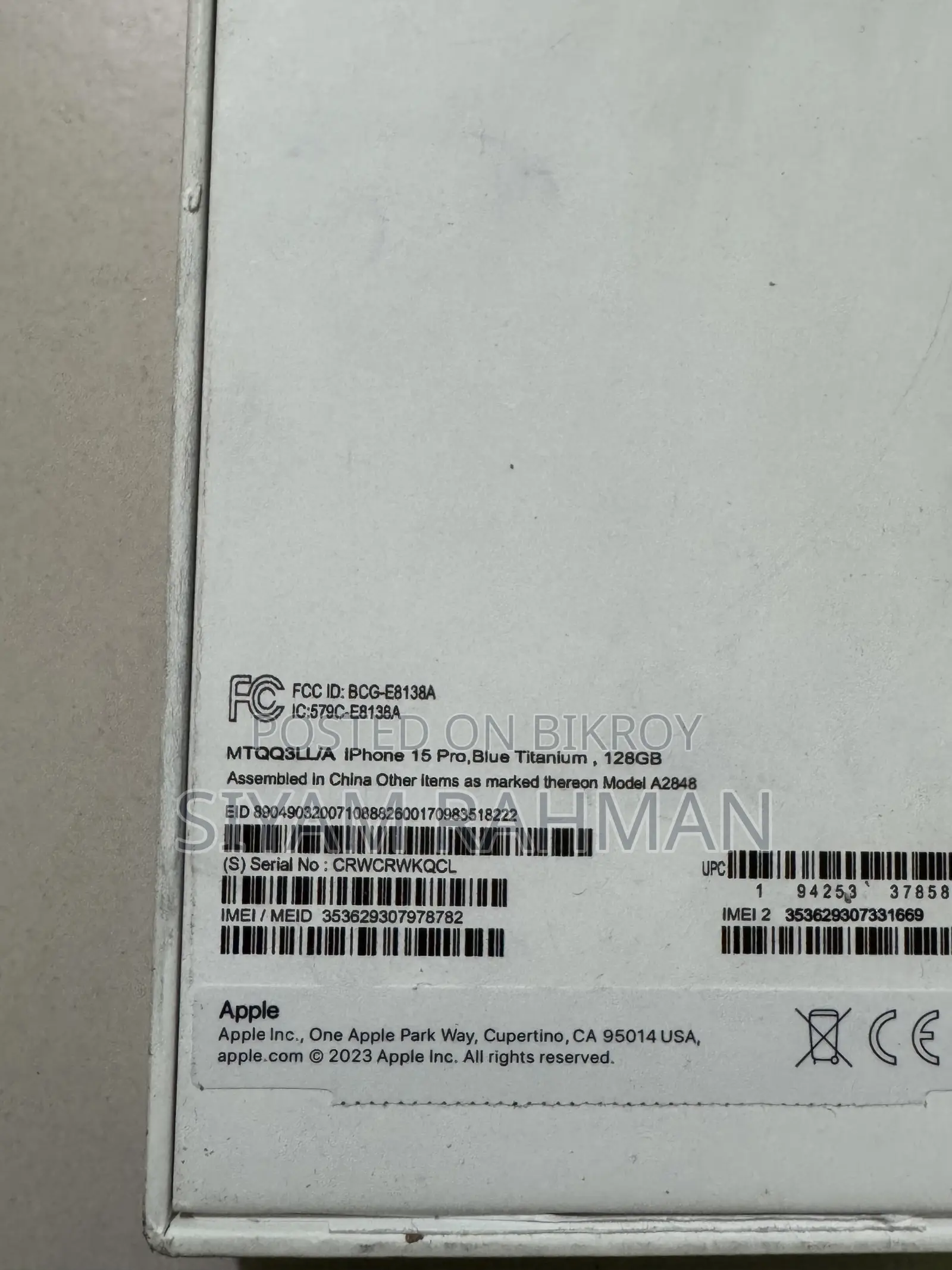 Apple iPhone 15 Pro 128 GB Blue