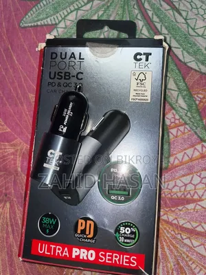 CT TEK Ultra Pro 38W Dual Port USB-C PD QC 3.0 Car Charger