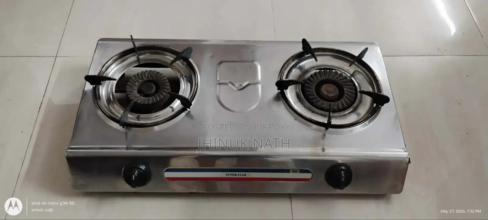 Super Star Double Burner Gas Stove – Good Condition