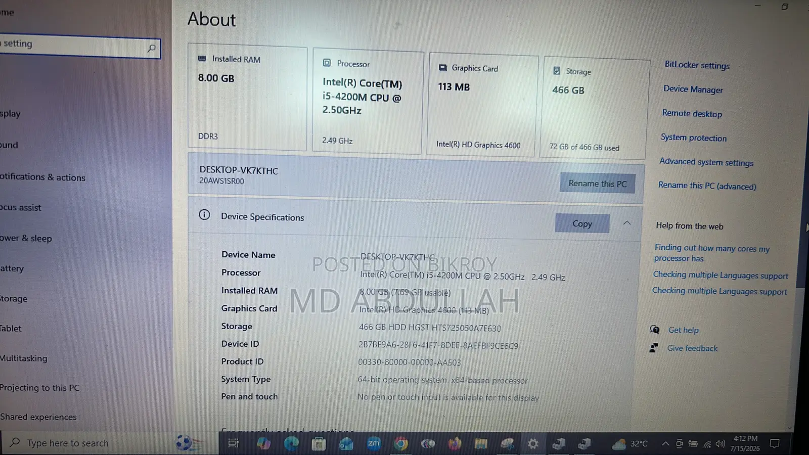 Laptop Lenovo ThinkPad T400 8GB Intel Core i5 HDD 512GB