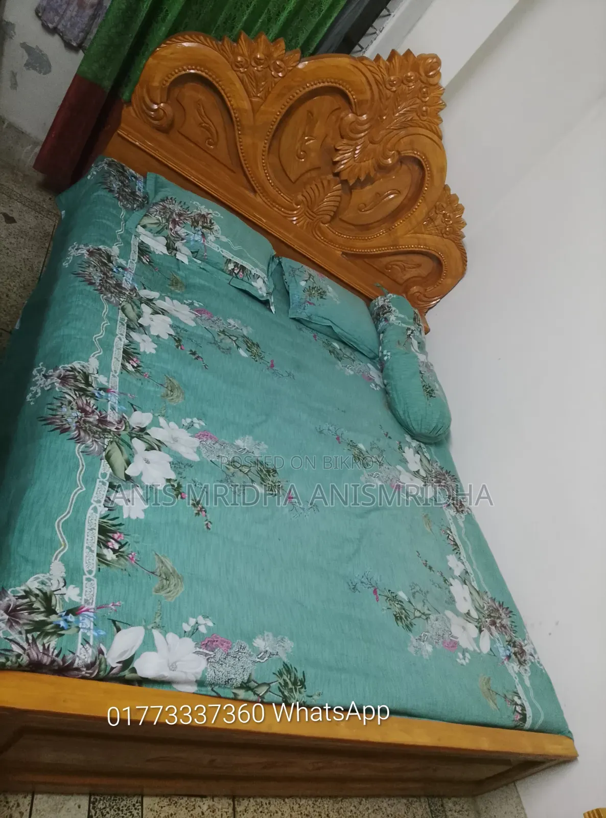 খাট সেগুন কাঠের তৈরি ৬ ৭ ফিট