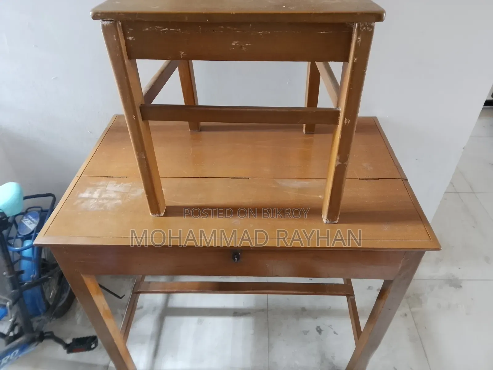 A chair and table will be sold.