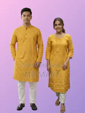 Premium Panjabi Three-Piece Couple Set