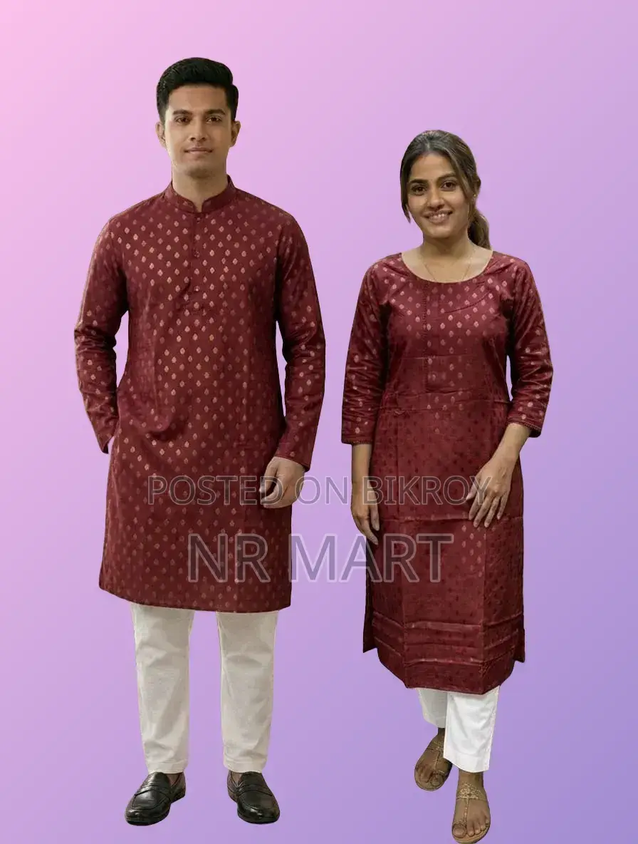Premium Panjabi Three-Piece Couple Set