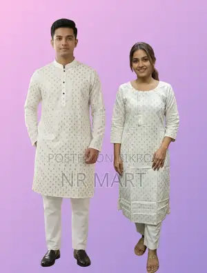 Premium Panjabi Three-Piece Couple Set