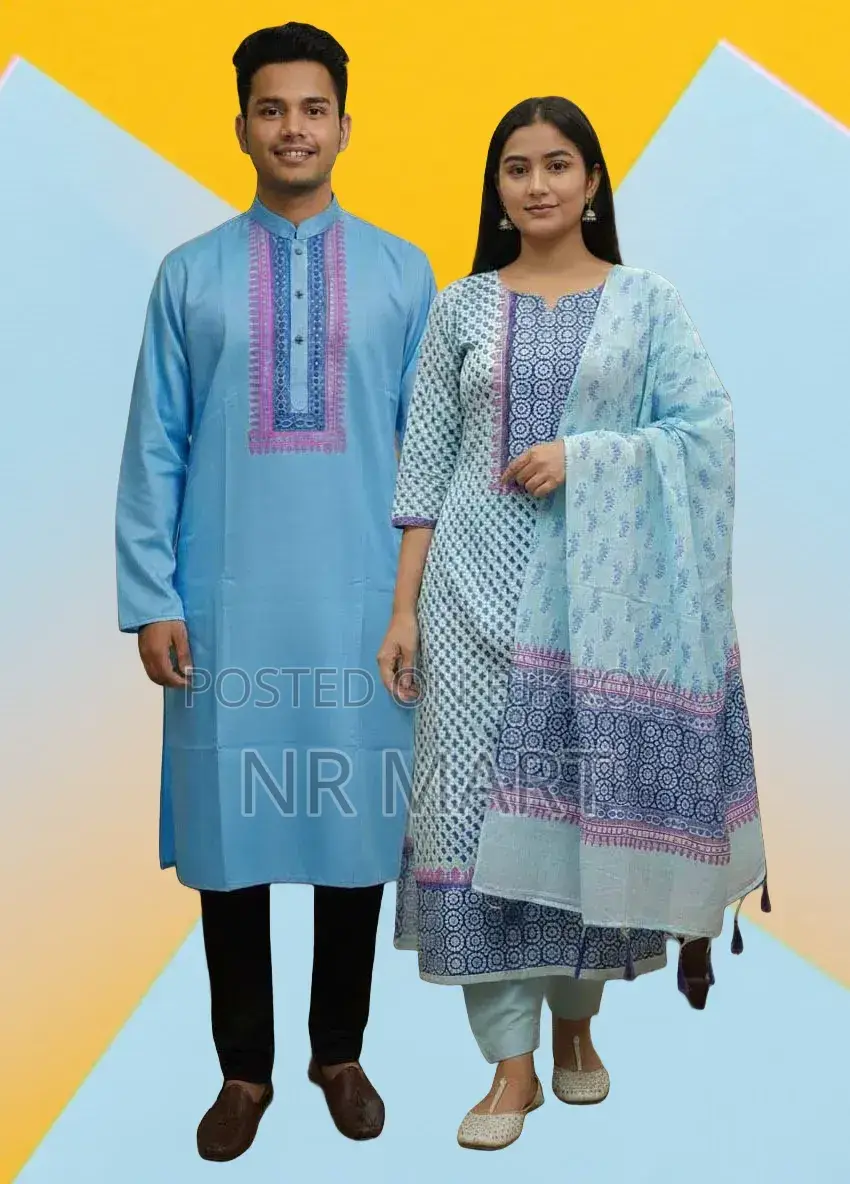 প্রিমিয়াম ধুপিয়ান সিল্ক পাঞ্জাবি ও থ্রি-পিস কাপল সেট