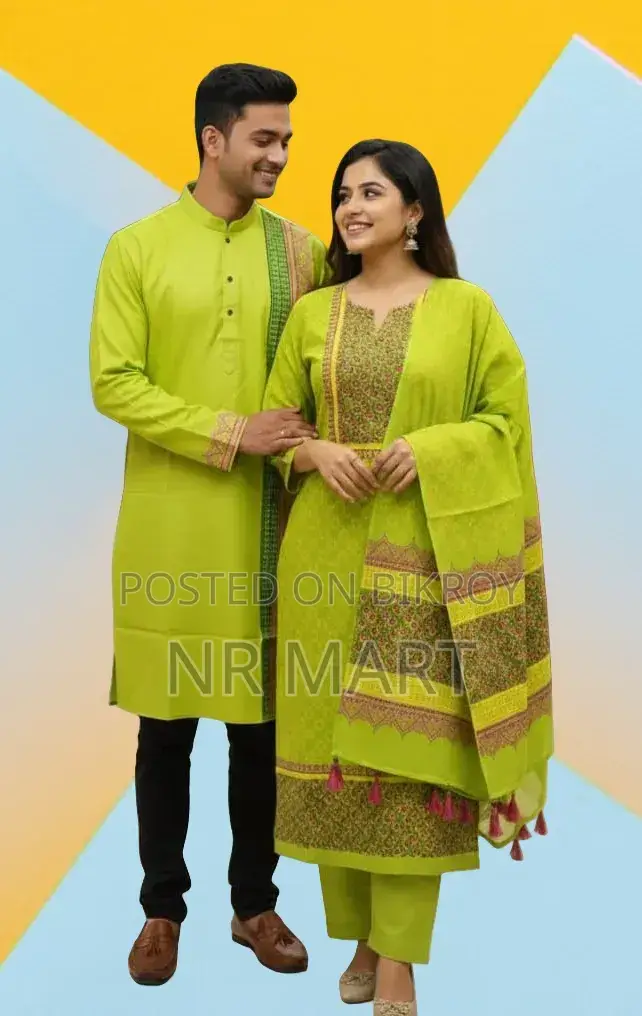 প্রিমিয়াম ধুপিয়ান সিল্ক পাঞ্জাবি ও থ্রি-পিস কাপল সেট