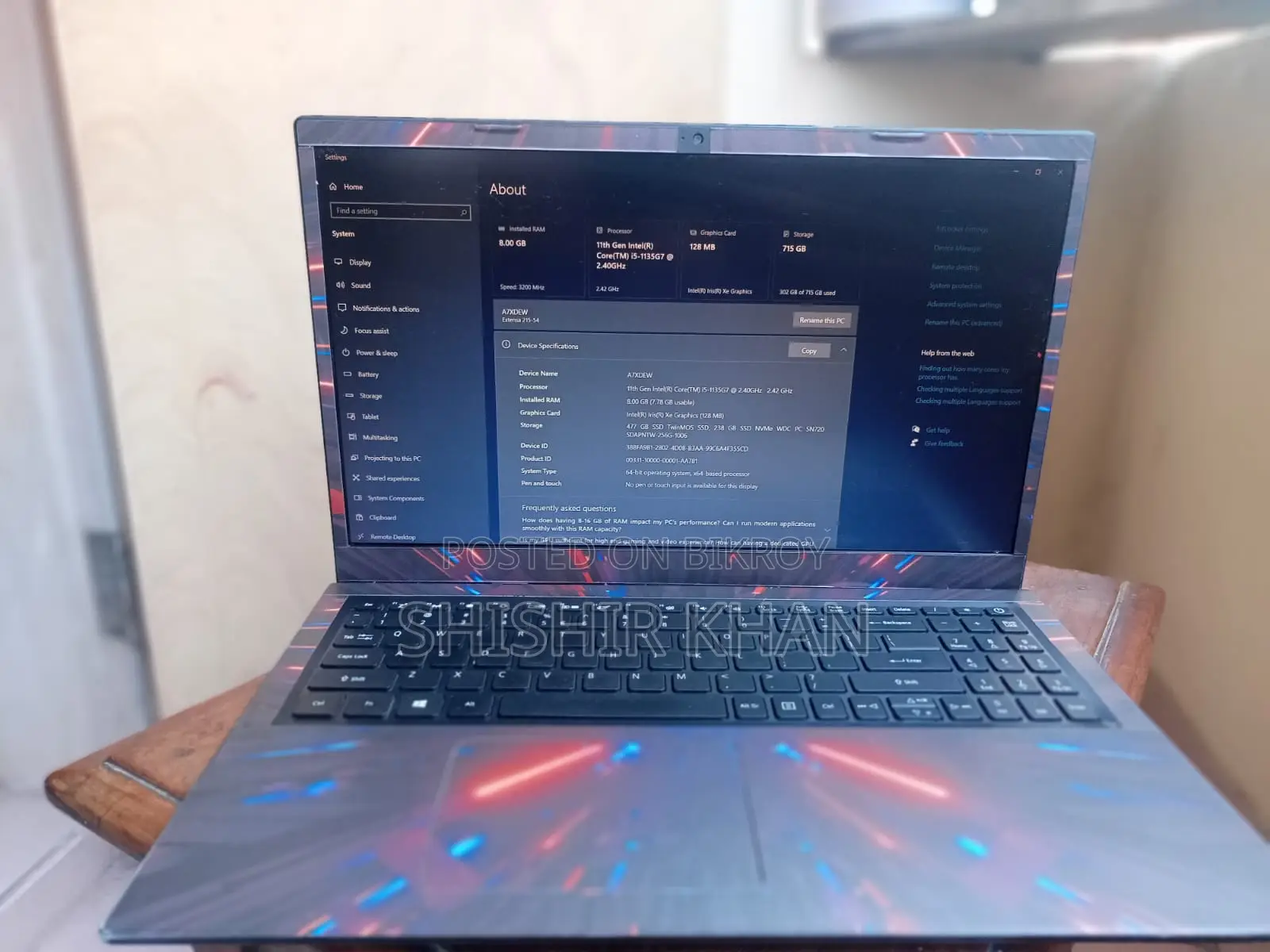 Laptop Acer Extensa 215 8GB Intel Core I5 SSD 750GB