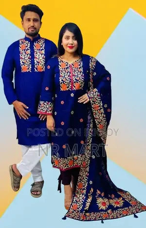 Premium Panjabi Three-Piece Couple Set