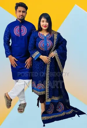 Premium Panjabi Three-Piece Couple Set