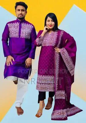 Premium Panjabi Three-Piece Couple Set