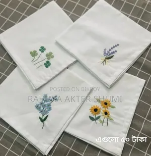 Custom Handmade Handkerchiefs 50 to 150 Taka