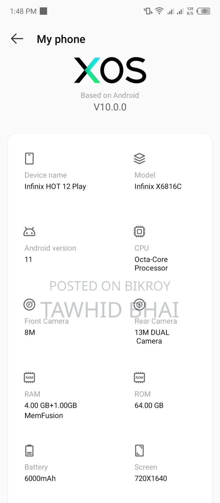 Infinix Hot 12 play 64 GB Blue