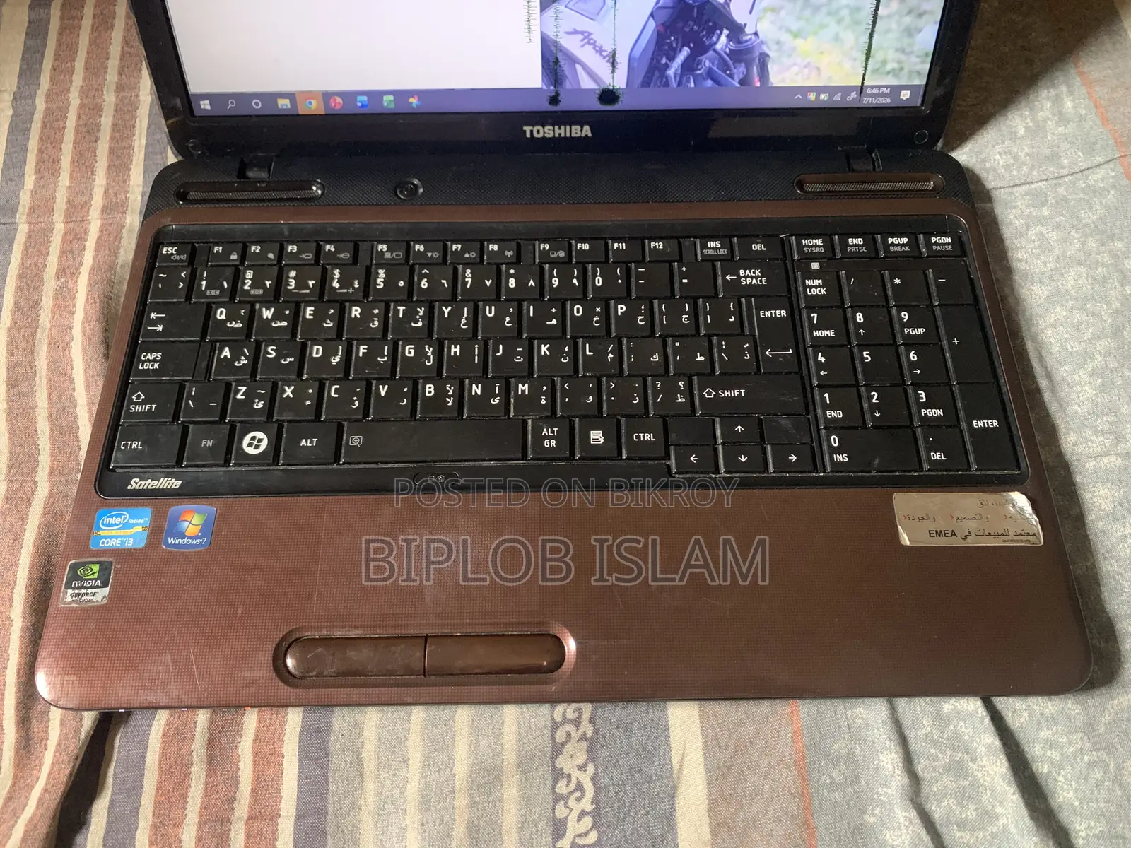 Laptop Toshiba 4GB Intel Core i3 HDD 256GB