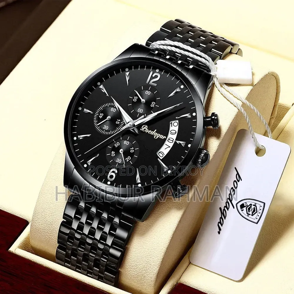 POEDAGAR Men Watch Fashion Luxury Stainless Steel Quartz Watches