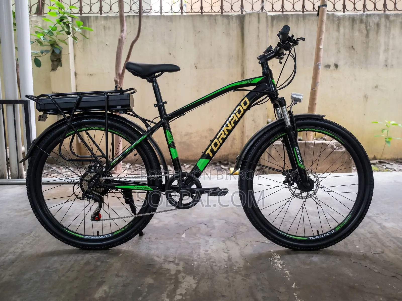 Tornado Electric Mountain Bike (E-Bike) - Black & Green