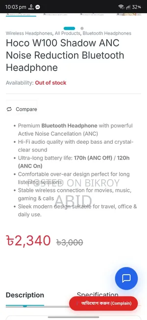 Hoco W100 Headset for Sale