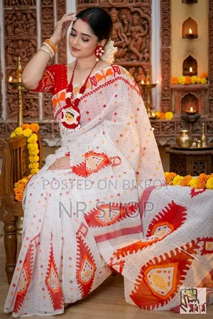 ✨ প্রিমিয়াম হাফ সিল্ক ব্লক প্রিন্ট শাড়ি