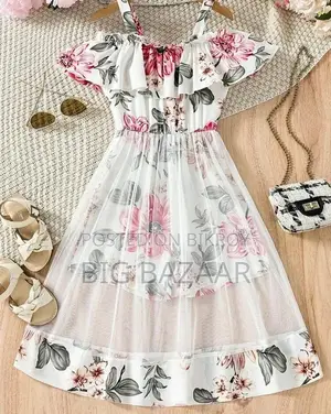Baby 3D Digital Print Linen Dress