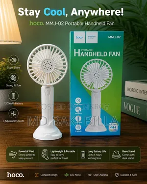 Hoco MMJ02 Portable Hand Carry Mini Handheld Fan - White