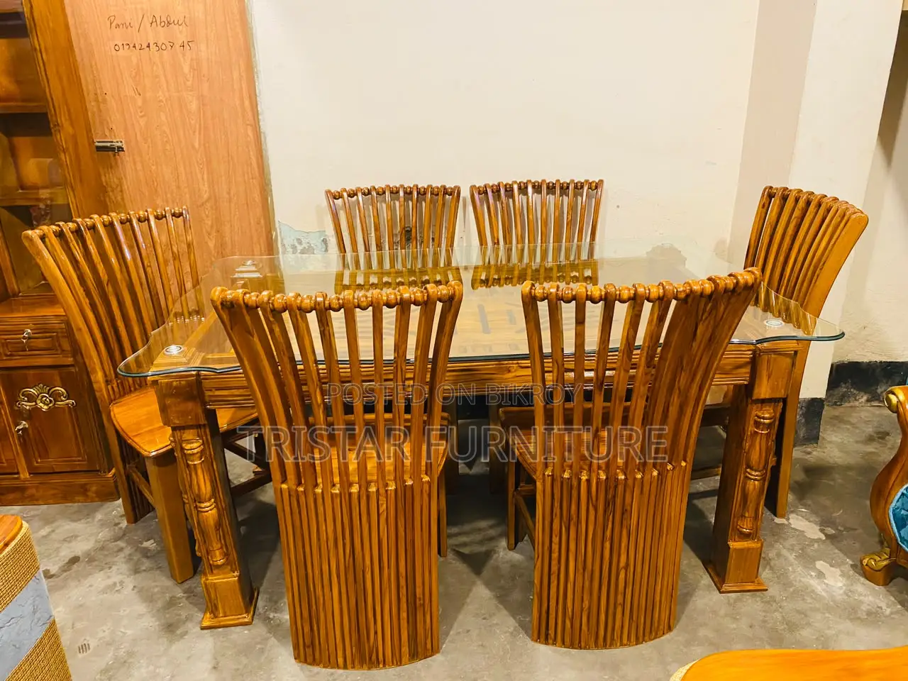 Teak wood peacock design dining set