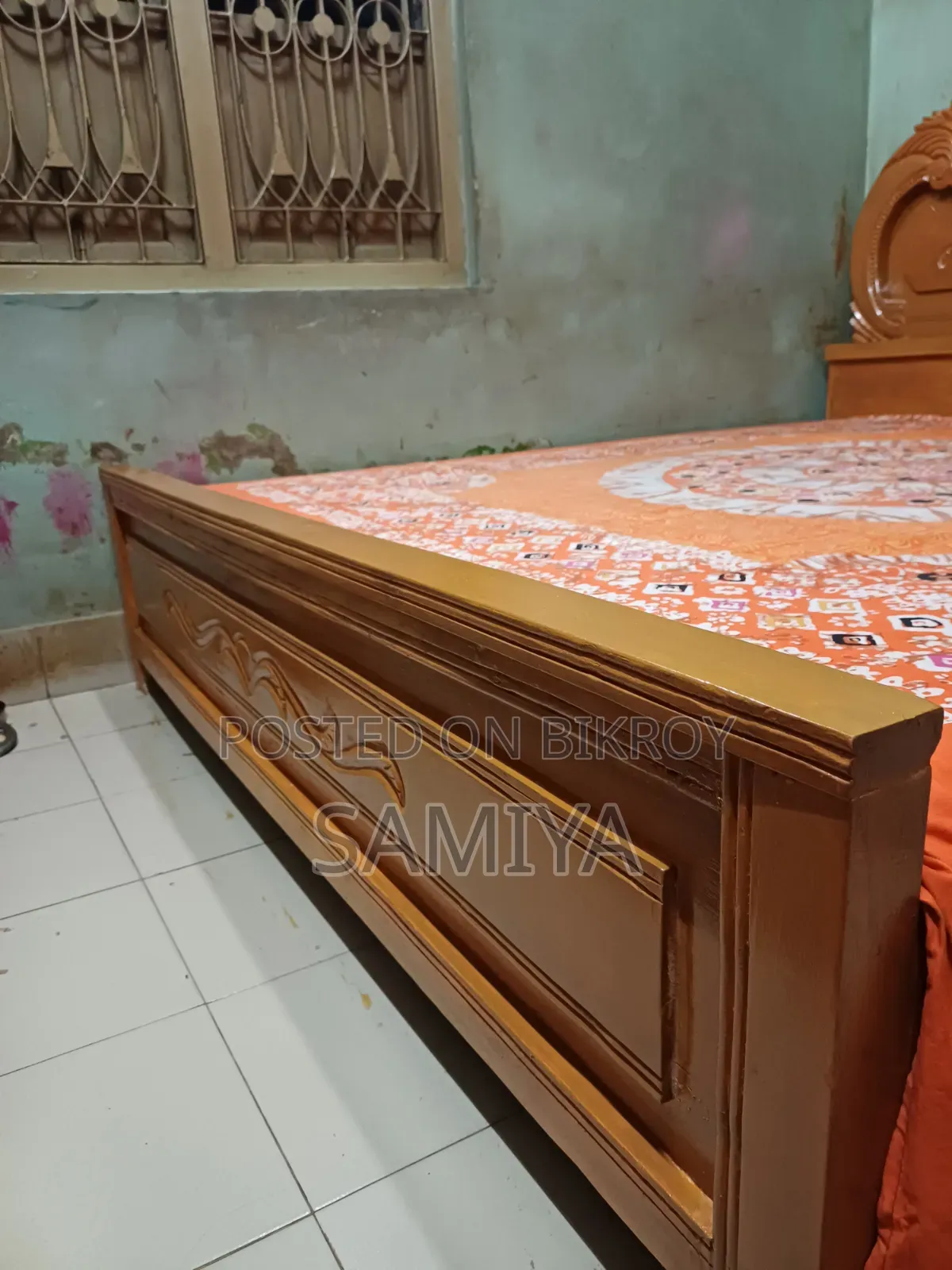 Location Keraniganj. Teak wood semi-box bed king size 6-7 feet.