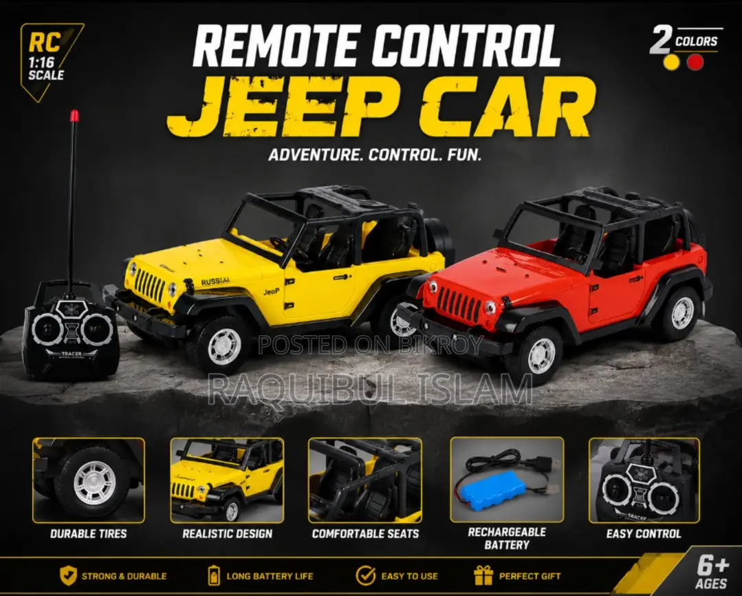 Remote Controlled Rechargeable Wrangler Model Jeep Toy Car