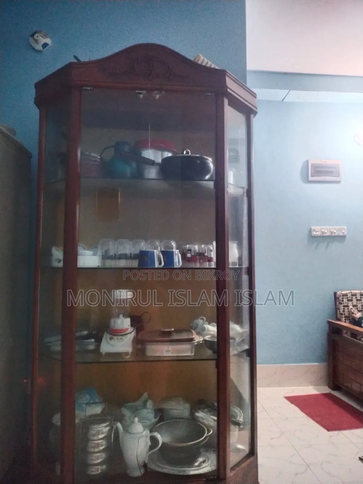 Mahogany Wood Corner Cabinet Showcase