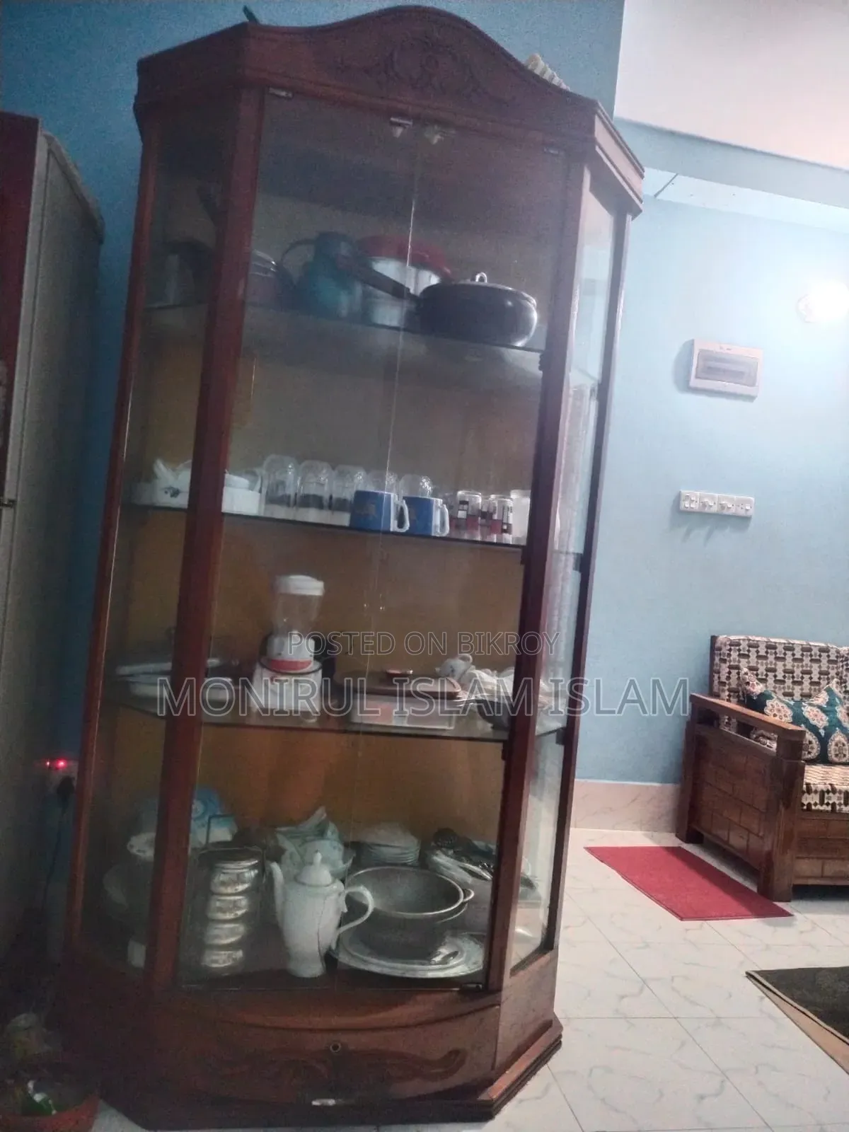 Mahogany Wood Corner Cabinet Showcase