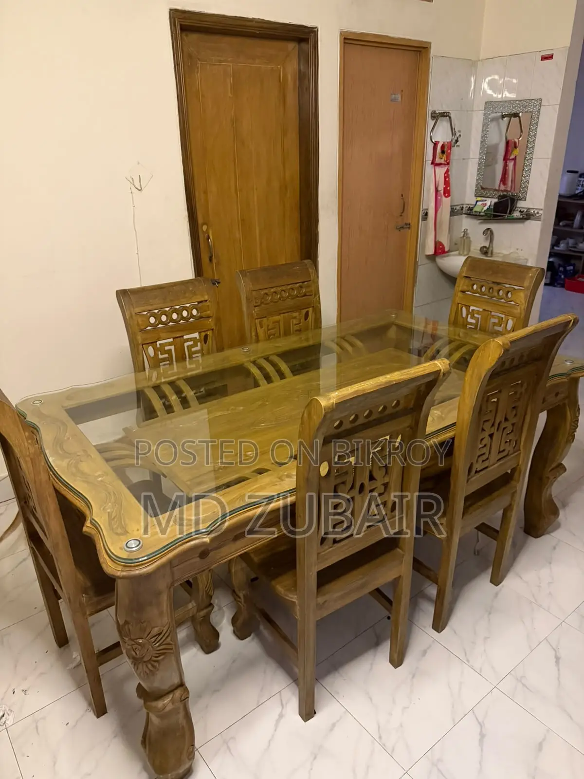 Original Teak Wood Table + 6 Chairs