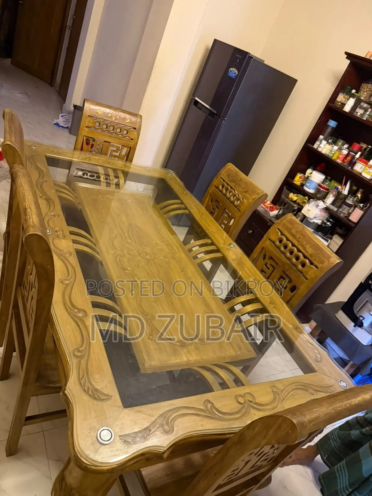 Original Teak Wood Table + 6 Chairs