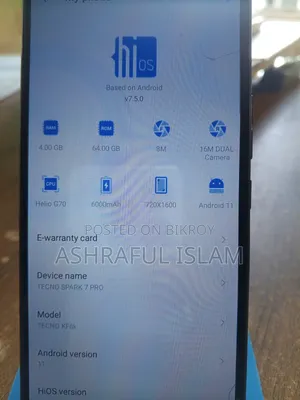 Tecno Spark 7 Pro 64 GB Silver