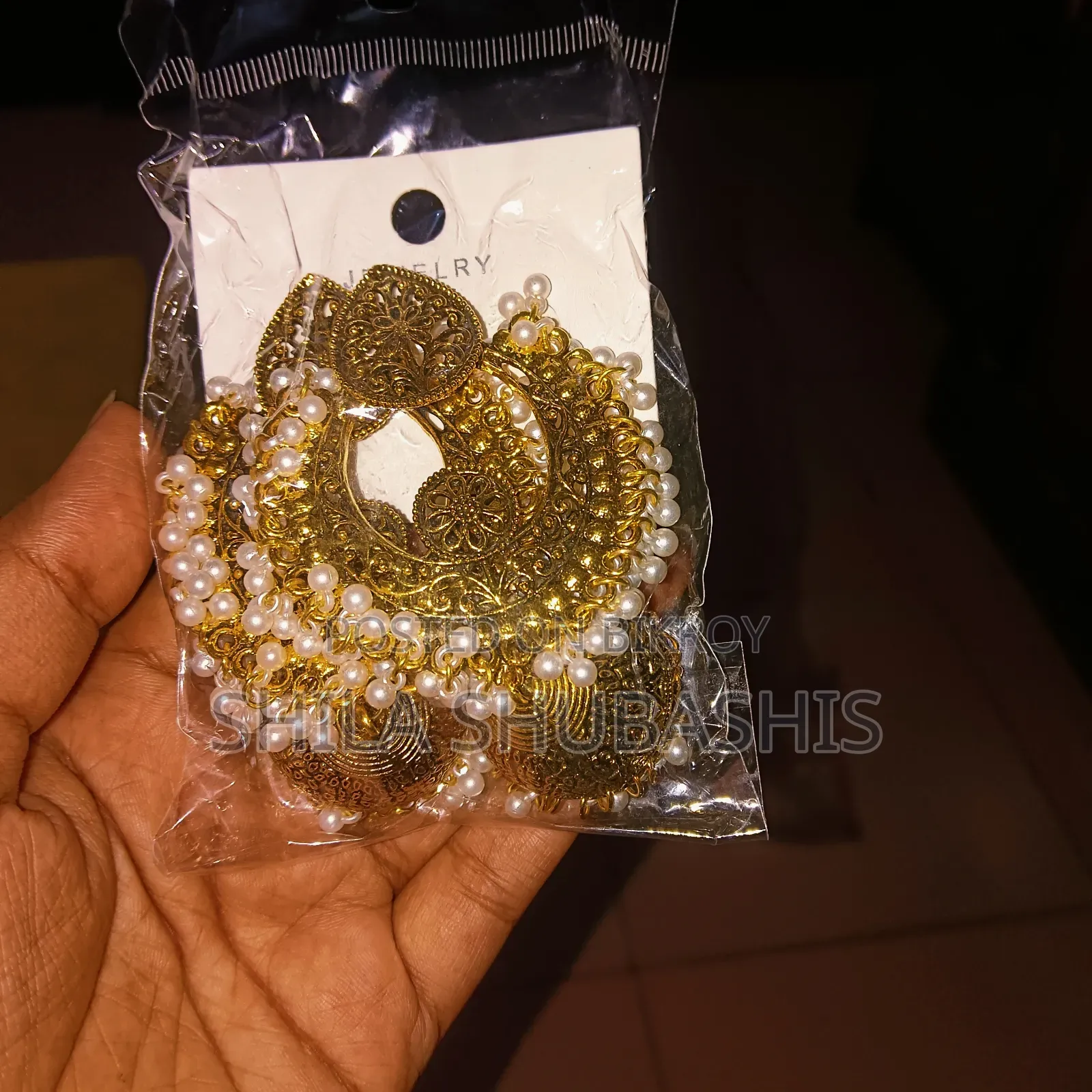 Premium Oxidized Pearl Jhumka Earrings. Free Delivery)