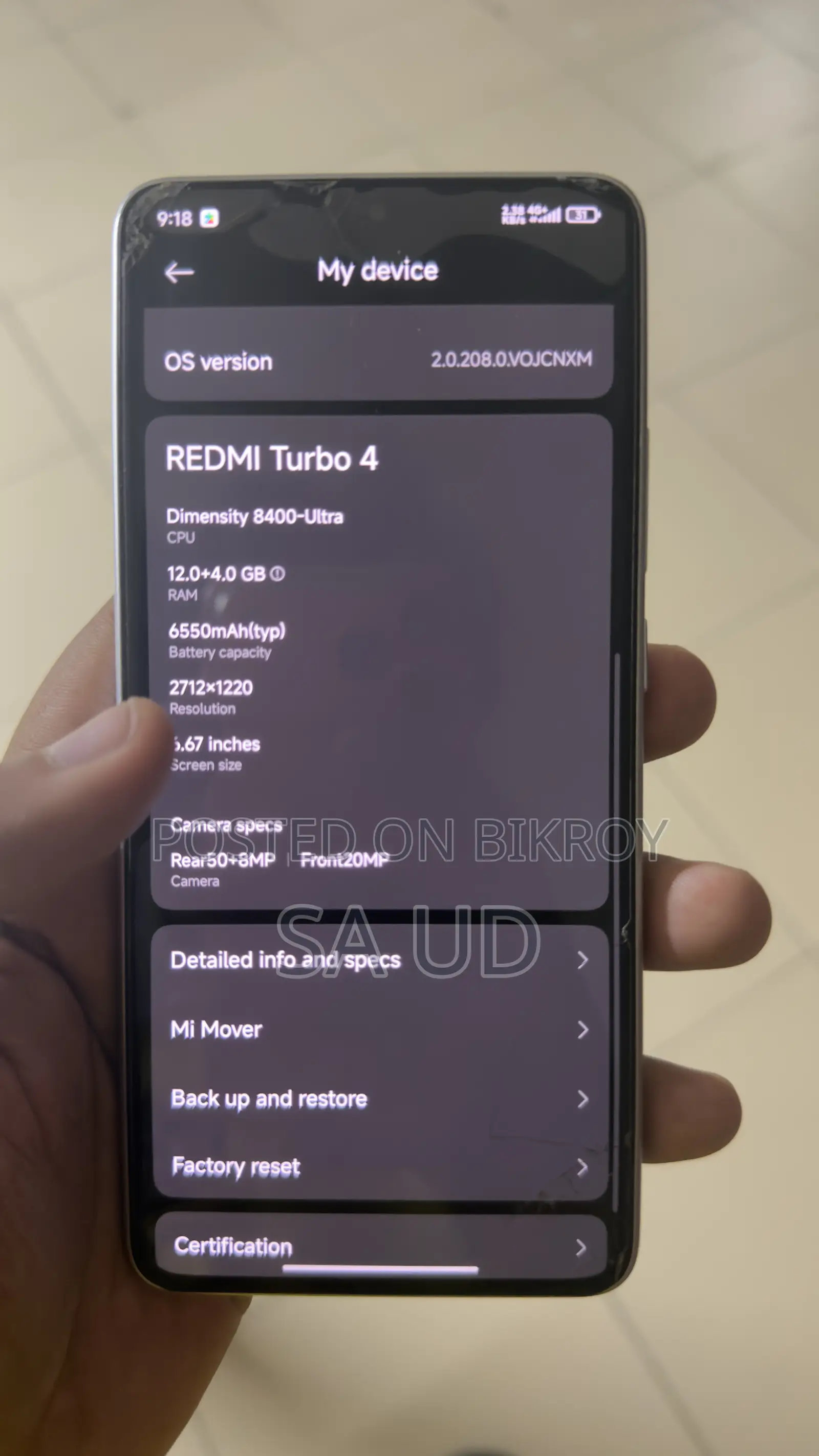 Xiaomi Redmi Turbo 4 256 GB White