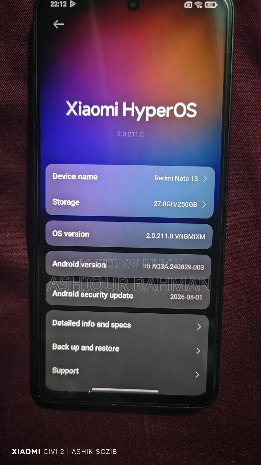 Xiaomi Redmi Note 13 ২৫৬ জিবি ব্ল্যাক