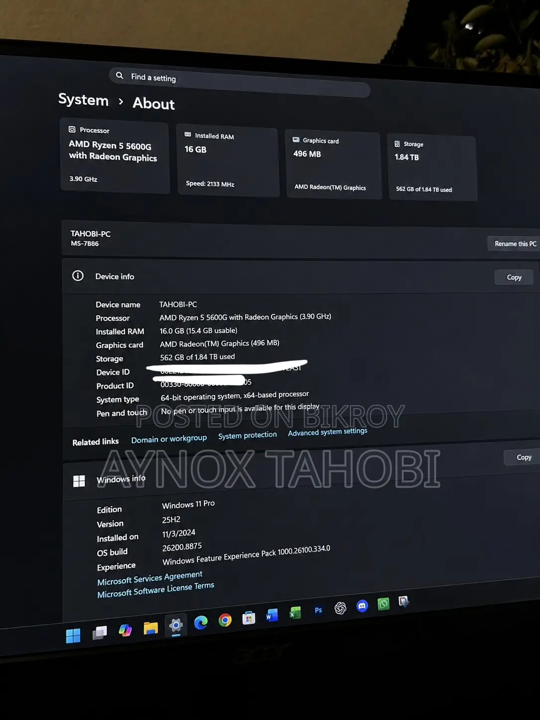 Desktop Computer 16GB AMD Ryzen 5 HDD+SSD 1T