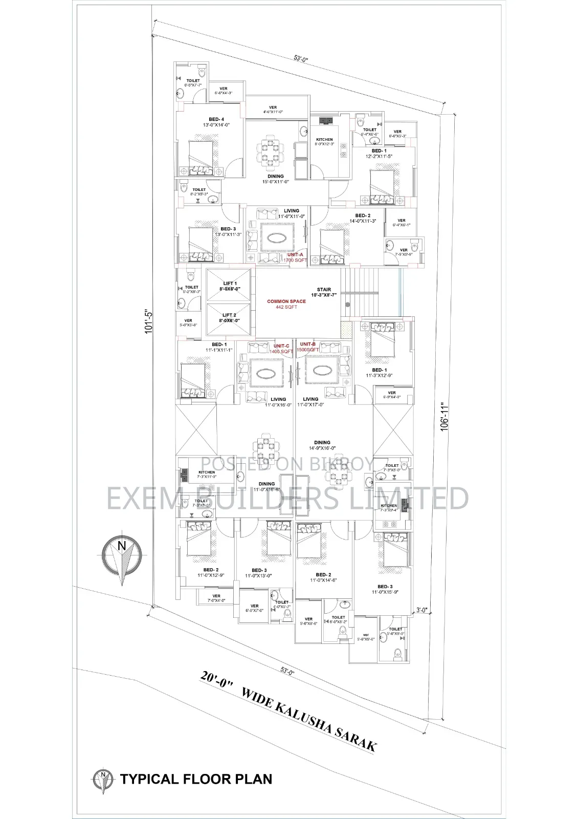 3-bedroom Apartment in EXEM Sky Palace, Barishal Sadar for sale