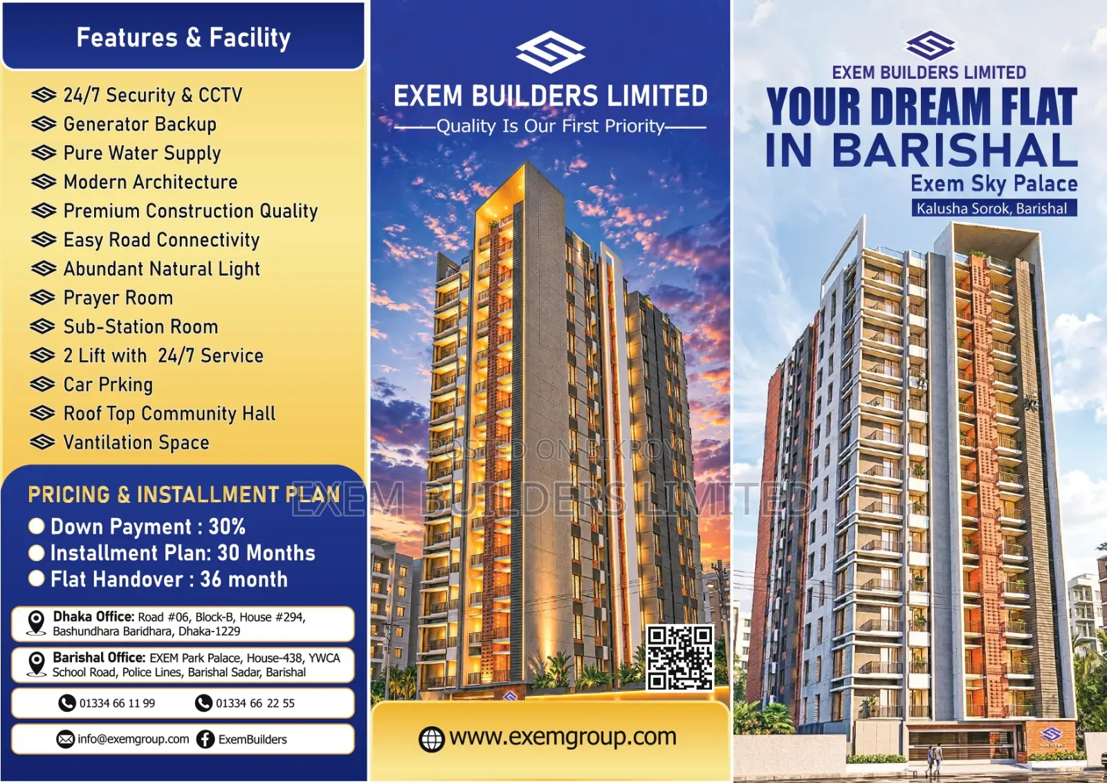 3-bedroom Apartment in EXEM Sky Palace, Barishal Sadar for sale