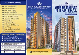 3-bedroom Apartment in EXEM Sky Palace, Barishal Sadar for sale