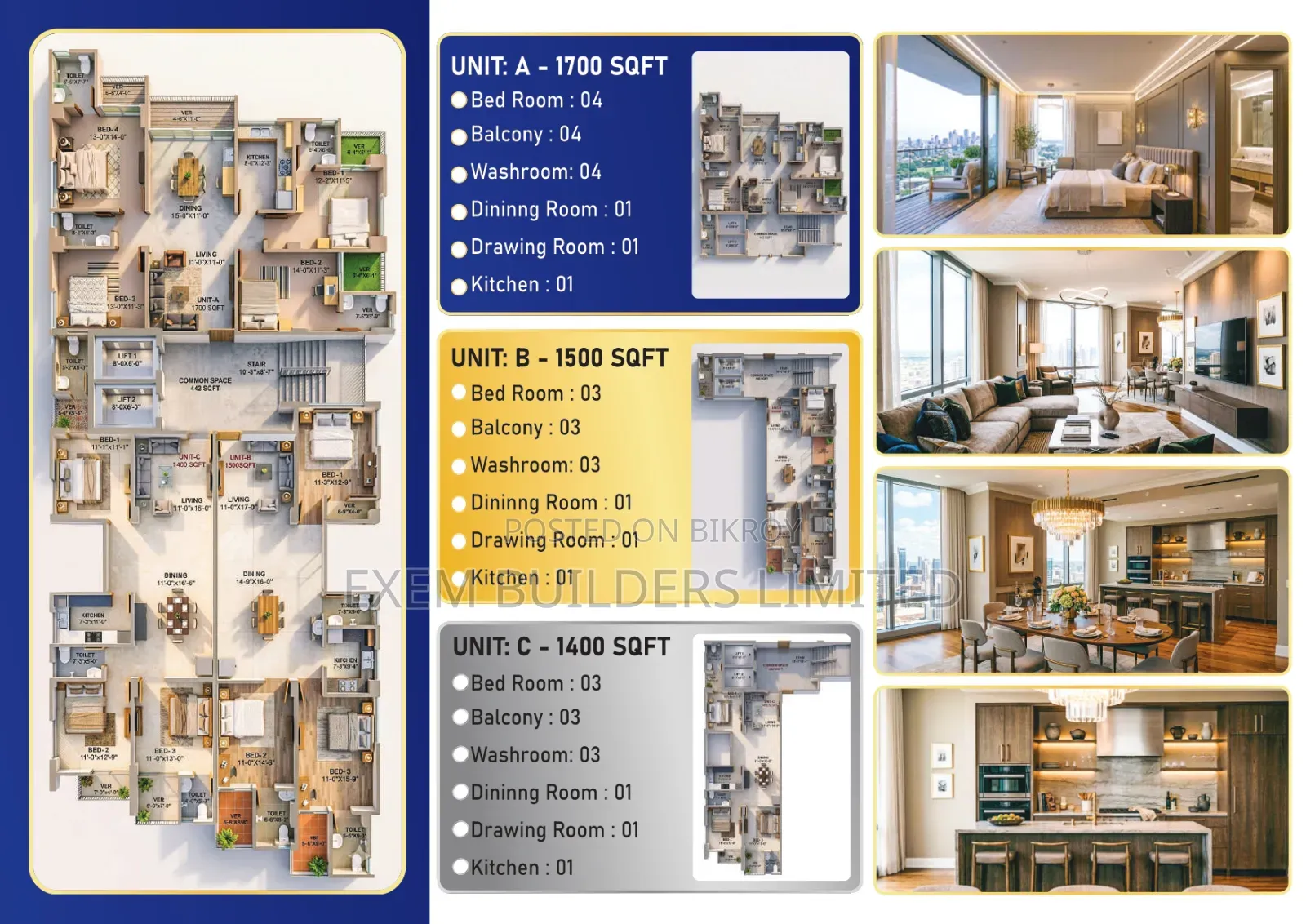 3-bedroom Apartment in EXEM Sky Palace, Barishal Sadar for sale