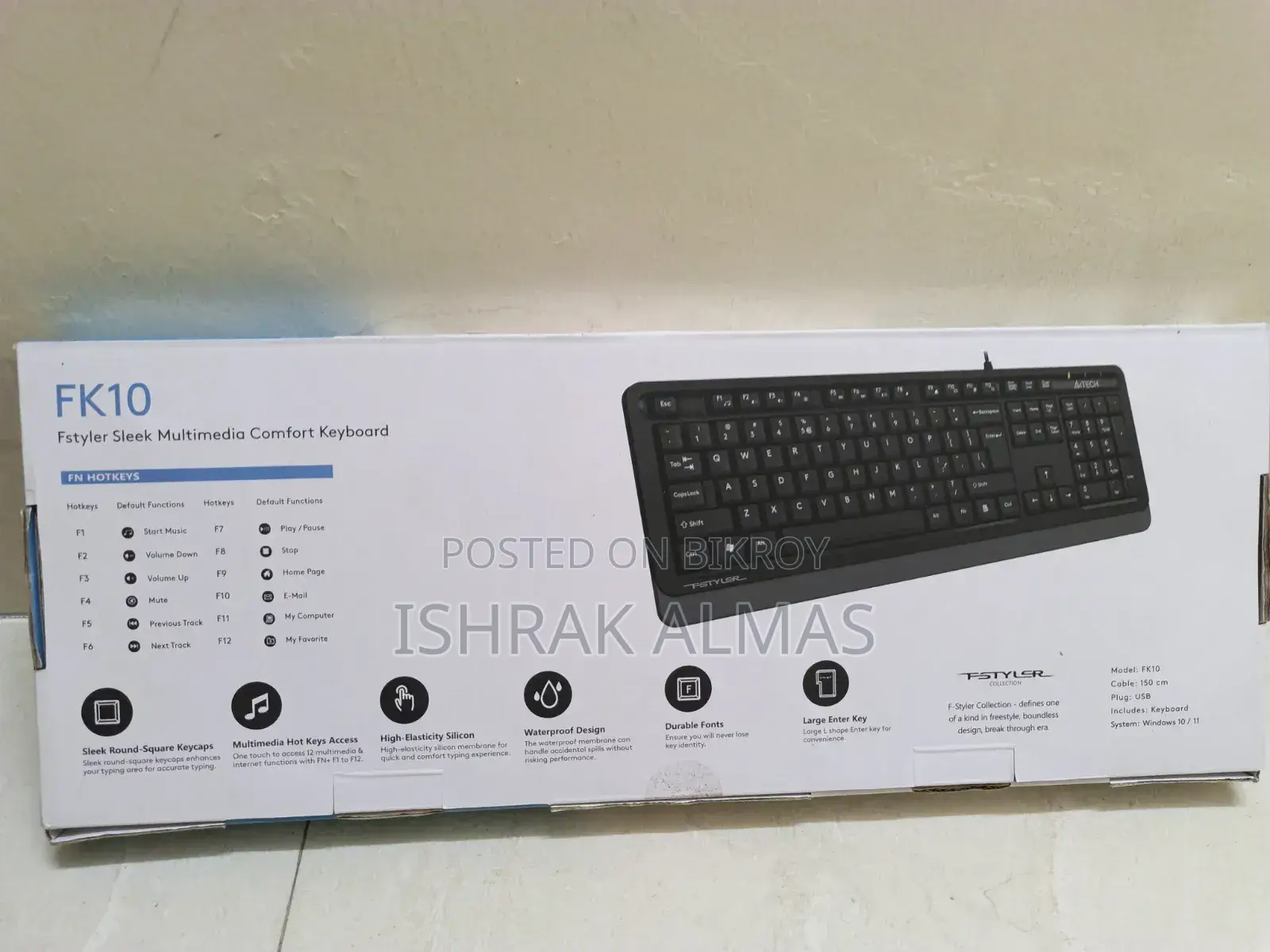A4tech FK10 Fstyler Wired Grey Multimedia Keyboard With Bangla