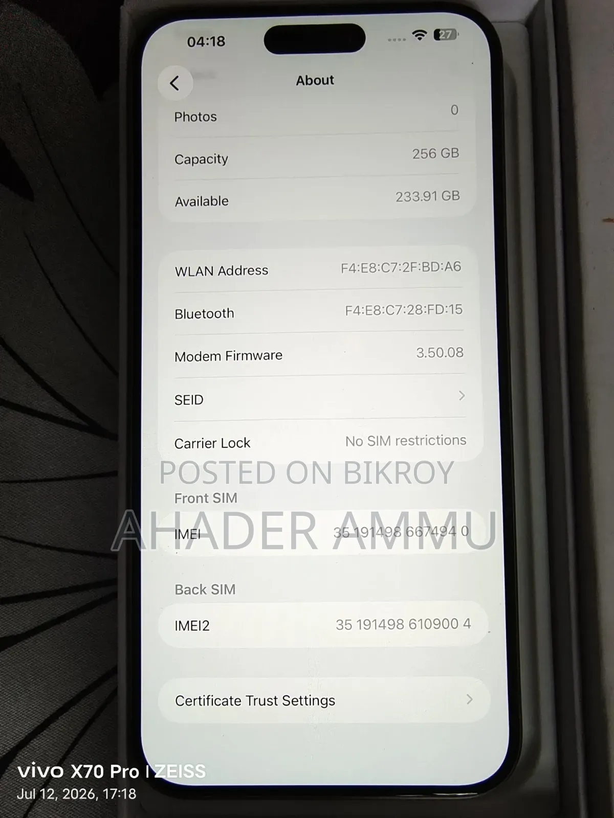 Apple iPhone 15 Pro Max 256 GB Silver